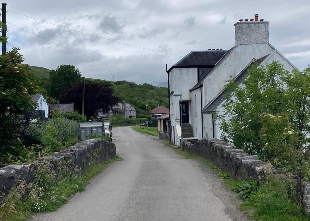 A road in Craighouse town on Jura
